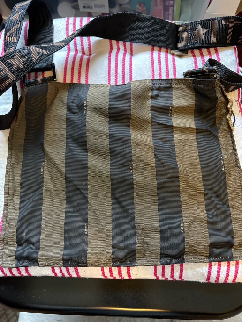 Fendi Olive Green and Black Striped Crossbody Bag - Picture 2 of 8